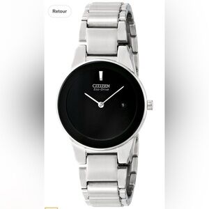 Citizen Silver Stainless Steel Watch with Black Dial